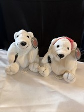 Vintage 1990s Coca Cola Bear Collectible Bean Bag Plush Set