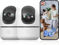 5G/2.4G Indoor Security Camera 2-Pack, 360  Pan/Tilt with Night Vision  AI