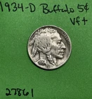 1934-D Buffalo 🦬 Indian Head Nickel 5c Vf Very Fine