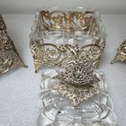 Vintage Goldtone Hollywood Regency Ormolu Vanity Set Perfume Bottles and Powder — photo 9