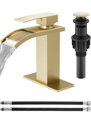 Waterfall Bathroom Faucet 1 Hole, Single Hole Bathroom Faucet, Single Handle ...