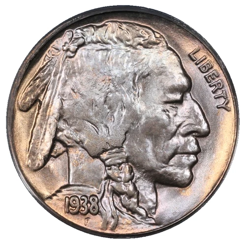 1938-D Buffalo Nickel PCGS MS-66 Toned End Roll Album Toning Red Orange