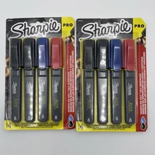 SHARPIE Pro Permanent Marker, Fine Point, Assorted Colors, 4-Count  Lot Of 2