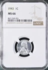 1943 1C  Lincoln Wheat One Cent NGC MS66   8671269-031