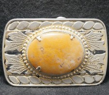 XE23165 COOL VINTAGE 1970s  FLORAL  ORANGE STONE  UNISEX FASHION BELT BUCKLE