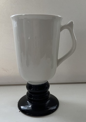 vintage Hall white black Irish coffee tea set of 4 mugs #1273 made in USA - Afbeelding 3 van 7