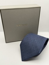 Tom Ford Silk Blue Wide Tie With Geometric Print, W4.25in, L60in, New Opened Box
