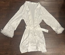 Women's Silk Satin White Bathrobe Size Large