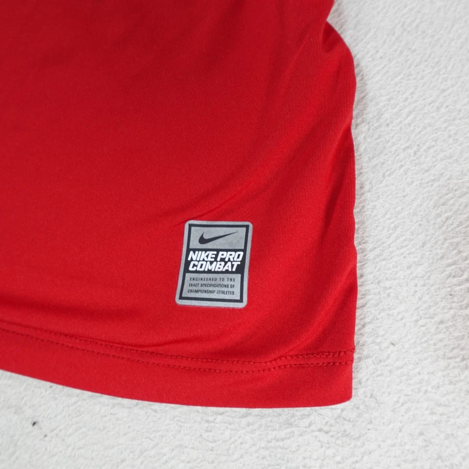 Nike Pro Combat Shirt Mens Large Red Dri Fit Fitted Athletic Training Top Tee - Image 3 of 4