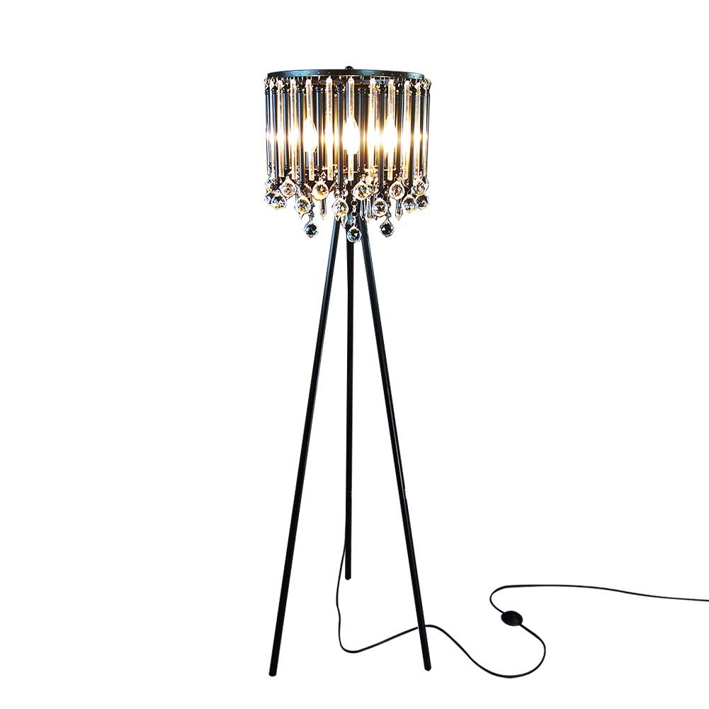 Lighting KU300168 Unique Romance Crystal Tripod Floor Lamp Black Suitable for...