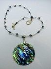 Silver Tone Paua Shell 18KGP Pendant 45cm Floating Wire Necklace GC