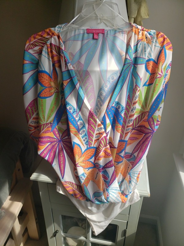 Anthropologie Flying Tomato Floral Surplus Wrap Body Suit S Nwot