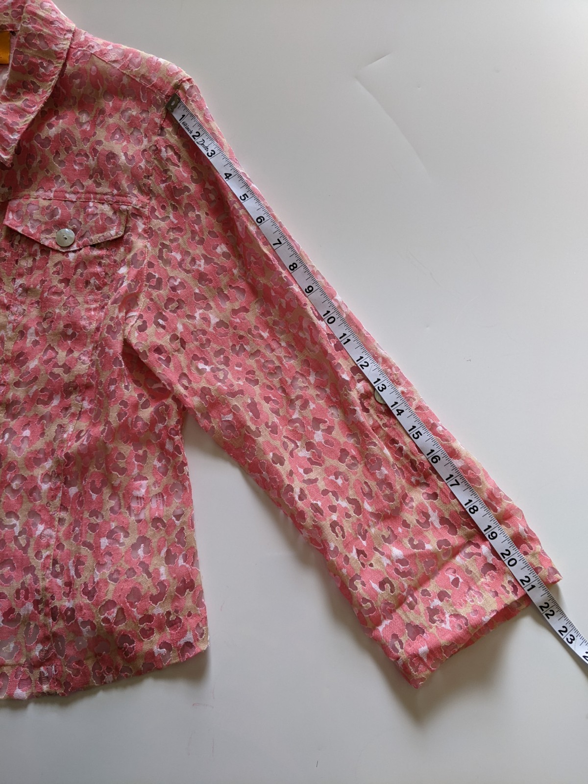 Ruby Rd Pink Leopard Print Blouse Jacket M Semi S… - image 8