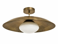 Mid Century Modern Flush Mount Ceiling Light Elegant Brass Perforated Chandelier