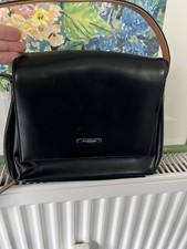 FABIANI Damen Umhängetasche | Dunkelblau-Schwarz Glattleder-Optik