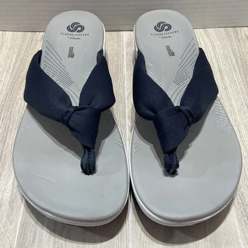 Sandali stringati Cloudsteppers Clarks donna taglia 10 ammortizzati morbido tessuto navy
