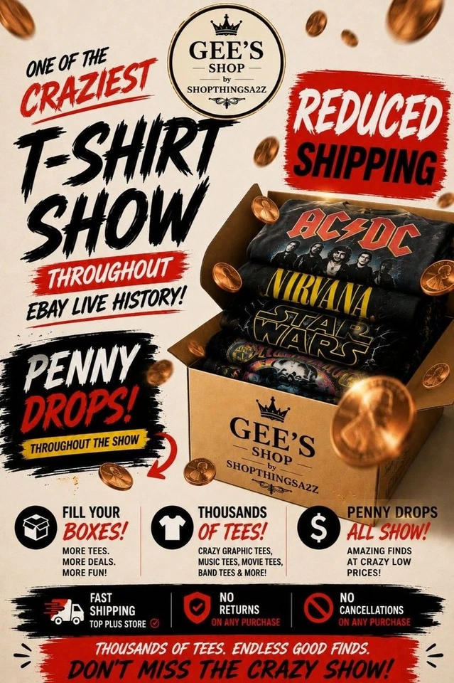 🔥 CRAZIEST 🤪 T-SHIRT SHOW | REDUCED Shipping | Penny Drop EVERY 10 ITEMS