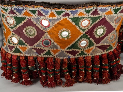 Vintage Mirror and Shell Indian Banjara Toran 118" x 19" with Tassels #3168