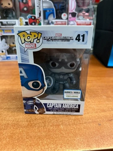 Funko Pop! Captain America #41 (Black & White) - Barnes & Noble Exclusive