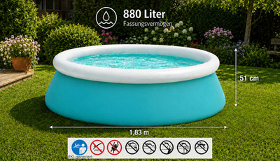 Aufblasbarer Pool Ø 183 cm x 51 cm   880 L Fassungsvermögen   Easy Set 