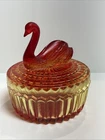 Vintage 1970 Jeanette Glass Swan Covered Powder/Trinket Dish