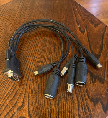 SUB-D, HD15, VGA 15-PIN AUDIO BREAKOUT CABLE TO (2) RCA, (2) BNC, (2) MIDI
