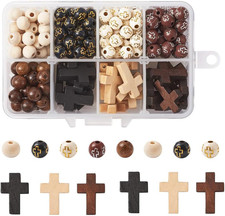 Rosary Making Kit Cross Rosary Beads 8Mm Easter round Wood Acrylic Cross Spacers