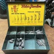 Vintage - Fishing - Water Gremlin - Sinker Display Box w/ original weights