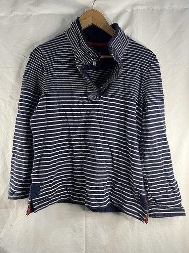JOULES Jumper Women’s Size UK 14 Blue White Striped Tight Knit Sweatshirt