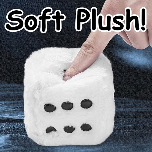 White Retro Hanging Dice for Car Mirror Fuzzy Plush Dice with Dots for Car/Home - 第 4/9 張圖片
