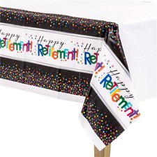 NEW Sentiment Party Retirement Plastic Tablecovers 1.37m x 2.59m