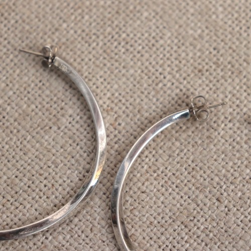 Tiffany Sterling Silver Twist Hoops T & Co Big Hoop Earrings in Box Estate Vtg - Picture 15 of 23