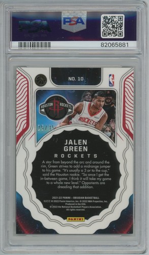 Jalen Green PSA 10 2021 Panini Obsidian Supernova Electric Etch Orange RC /35 - Picture 2 of 2