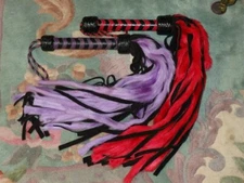 FUR Leather Flogger MOP PURPLE/RED/TURQUOISE/BLACK - GREAT HORSE TRAINING TOOL