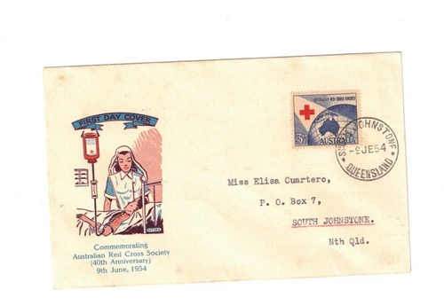 Australia 1954 Red Cross on GUTHRIE FDC,cds SOUTH JOHNSTONE Qld