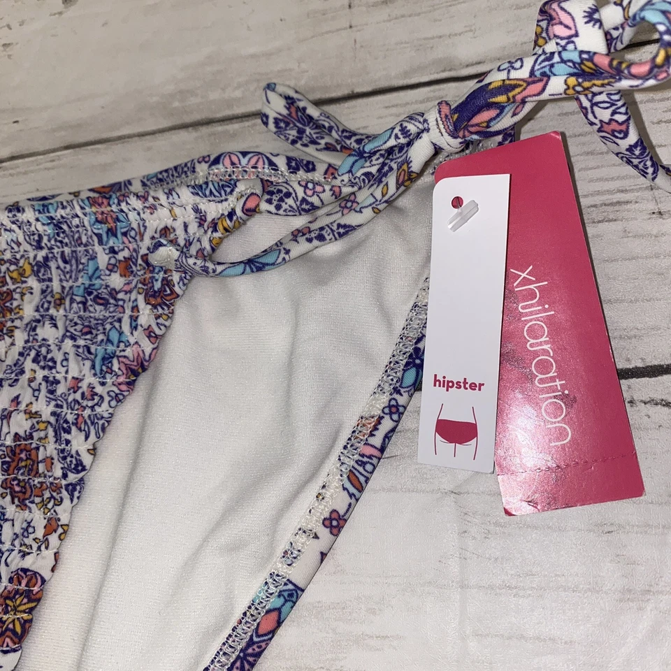 Parte inferior de bikini Xhilaration para mujer mediana blanca multi cachemira hipster corbata natación M Foto 2 de 4