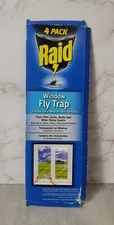 Raid 98603 Sticky Window Fly Traps Pack of 4 Transparenent Stick Catch NEW