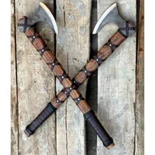 Custom Handmade Carbon Steel Blade Pair Of Ragnar Viking Axe Hunting Axe US