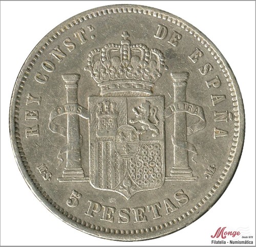 España - Alfonso XII 5 pesetas 1881 (*18*81) MSM - 24,75 gr. plata Foto g - Afbeelding 2 van 2