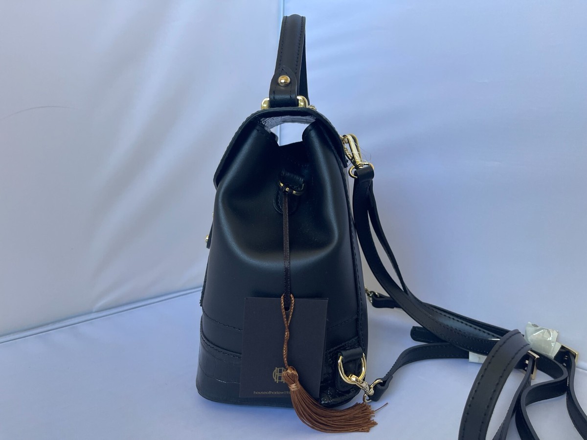 House of Harlow 1960 NWT BACKPACK PURSE BLACK Leather GOLD 