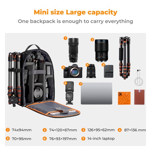 K&F Concept 10L Professional Camera Backpack Waterproof Camera Bag with Strap - Picture 7 of 9