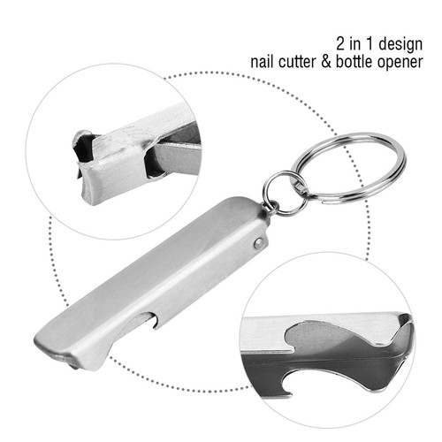 Mini outil 2 en 1 porte-clés anneau coupe-ongles coupe-bouteille ouvre-bouteille FA LS - Photo 5/8