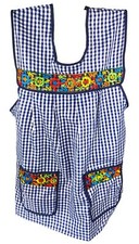 Traditional Mexican apron for women with pockets beautiful flower embroidery ...