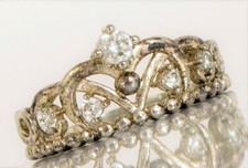 VINTAGE BEAUTIFUL FLASHY STERLING SILVER PRINCESS CROWN COCKTAIL RING S7 