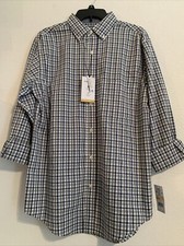 NWT Haggar Men s LS Button Down Sz S Navy/White Plaid Retail: 55 MW-322