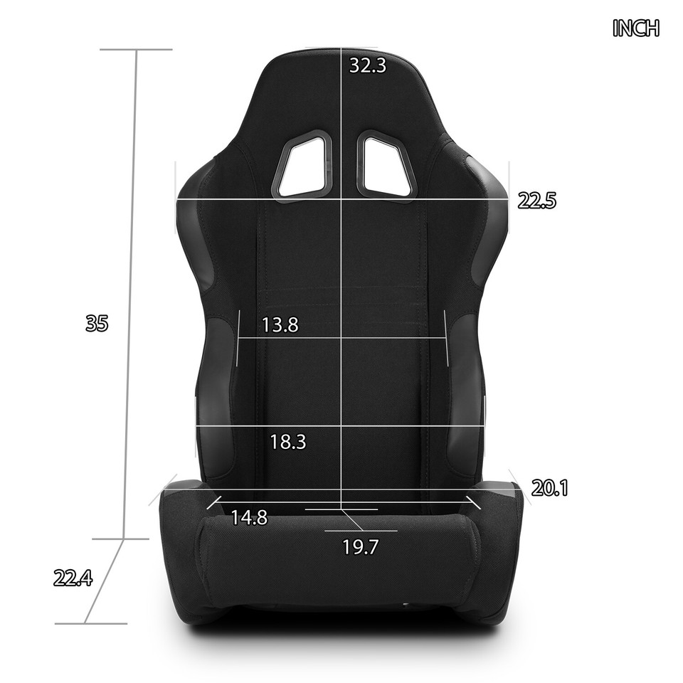 1 Pair Universal PVC Leather Easy Reclinable OBS Style Seats Car Seats Black 196737605685