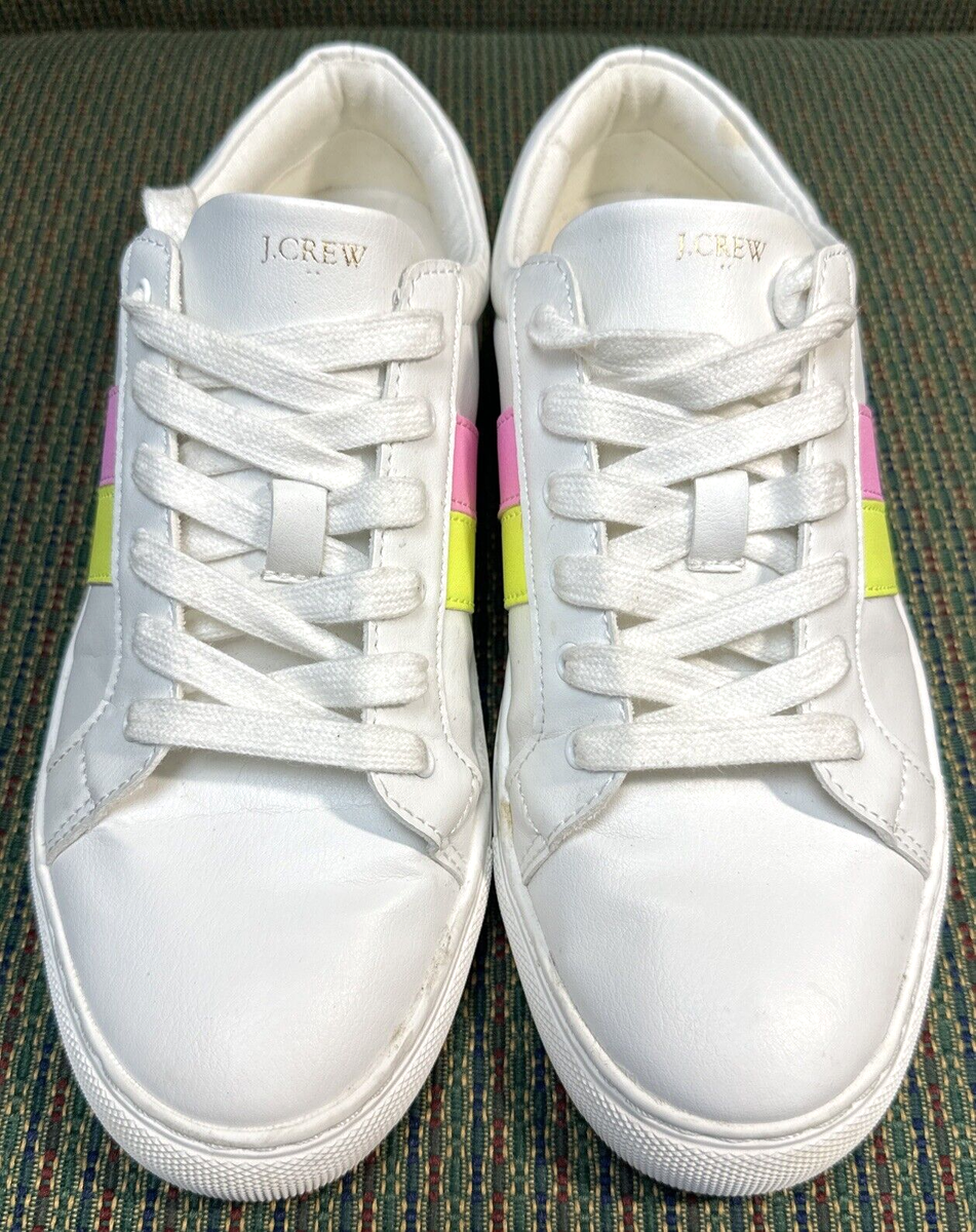Crew Road Trip Sneakers Women's Size 8H Striped Pink Yellow