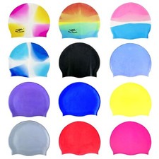 ADULT SWIMMING CAP Silicone Elastic Flexible Durable Ladies Gents Swimwear UK