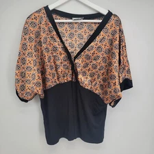 Womens Jennifer Lauren Top Orange Black Formal Size 3X Made in USA