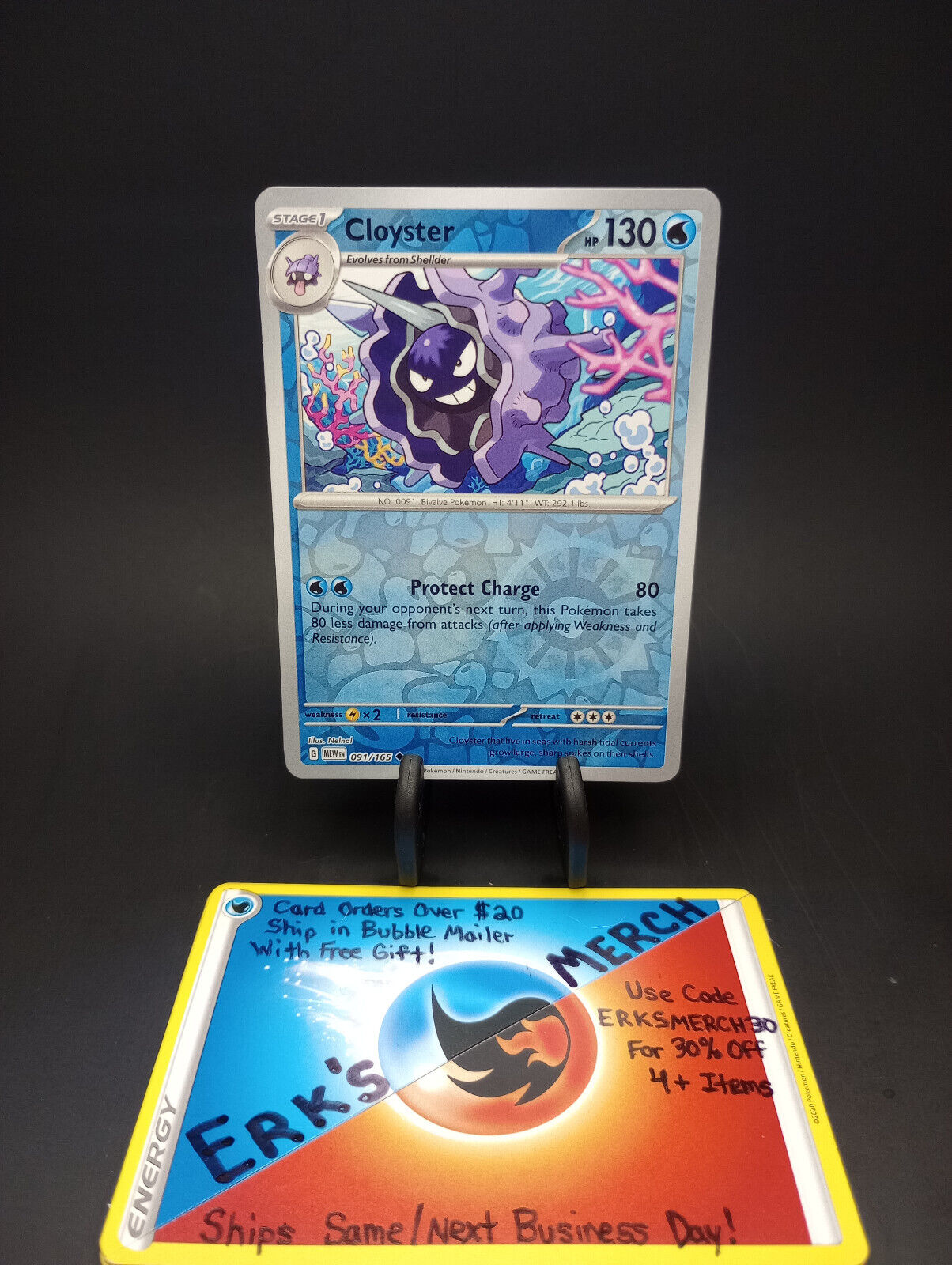 Pokemon Center 2018 #My151 Metal Charm # 090 091 Shellder Cloyster